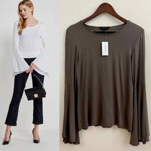 NWT, Banana Republic Stretch-Modal Flared-Sleeve Top in Brown